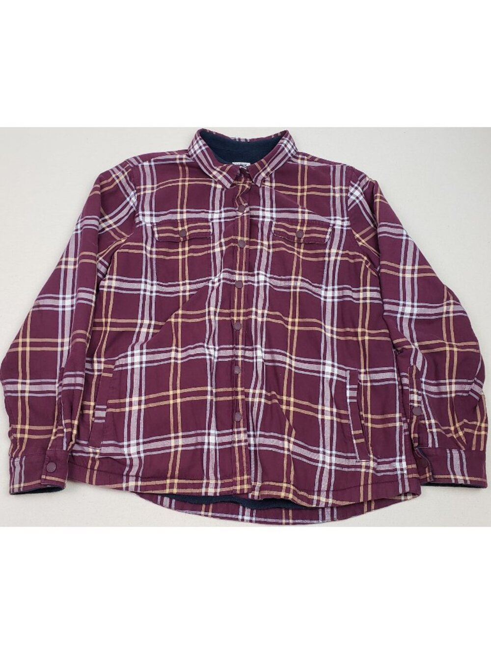 LL Bean Men's Plaid Flannel Lined Shacket Bur/Wht Sz XL Snap Shirt Y2K VTG